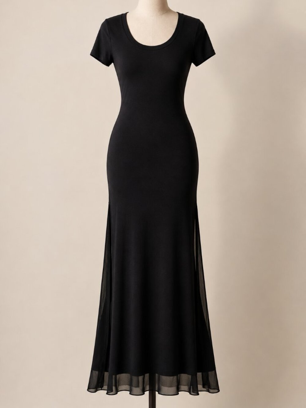 Tommy Bahama Black Short Sleeve Maxi Dress with Side Slit - Picture 2 of 4